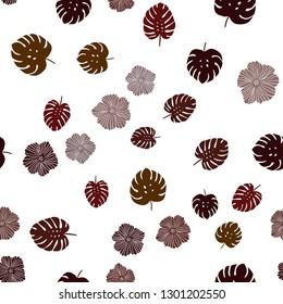 Dark Green, Red vector seamless doodle pattern with flowers, leaves. Sketchy doodles on white background. Design for wallpaper, fabric makers.