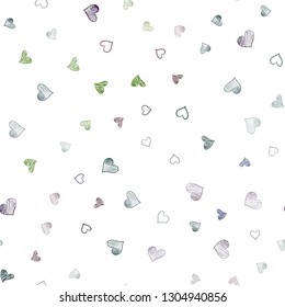 Dark Green, Red vector seamless layout with sweet hearts. Blurred decorative design in doodle style with hearts. Design for ad, poster, banner of Valentine Day.