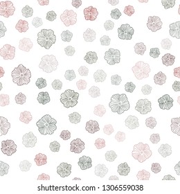 Dark Green, Red vector seamless abstract design with flowers. Doodle illustration of flowers in Origami style. Design for wallpaper, fabric makers.