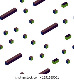 Dark Green, Red vector seamless, isometric pattern in square style. Glitter abstract illustration with rectangular shapes. Design for wallpaper, fabric makers.