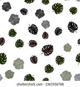 Dark Green, Red vector seamless doodle backdrop with flowers, leaves. Sketchy doodles on white background. Design for textile, fabric, wallpapers.