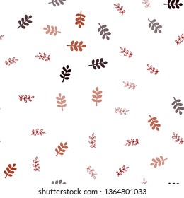 Dark Green, Red vector seamless doodle backdrop with leaves. leaves on blurred abstract background with gradient. Texture for window blinds, curtains.