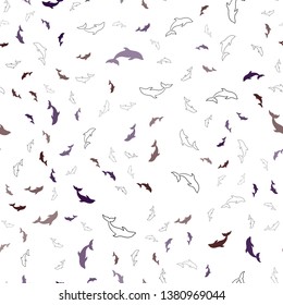 Dark Green, Red vector seamless background with dolphins. Shining illustration of colorful gradient sea dolphins. Pattern for marine leaflets.