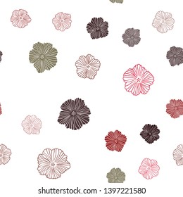 Dark Green, Red vector seamless doodle texture with flowers. Colorful illustration in doodle style with flowers. Texture for window blinds, curtains.