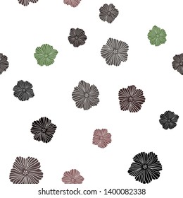 Dark Green, Red vector seamless abstract backdrop with flowers. Glitter abstract illustration with flowers. Design for wallpaper, fabric makers.