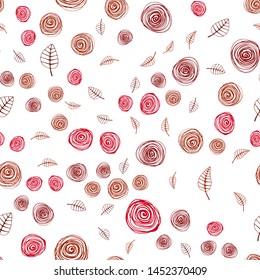 Dark Green, Red vector seamless natural background with leaves and flowers. Shining colored illustration with leaves and flowers. Texture for window blinds, curtains.