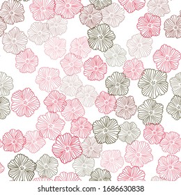 Dark Green, Red vector seamless abstract pattern with flowers. Colorful illustration with flowers in doodle style. Template for business cards, websites.
