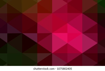 Dark Green, Red vector shining triangular backdrop. A completely new color illustration in a  polygonal style. Textured pattern can be used for background.
