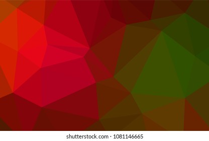 Dark Green, Red vector shining triangular backdrop. Creative geometric illustration in Origami style with gradient. A completely new template for your business design.