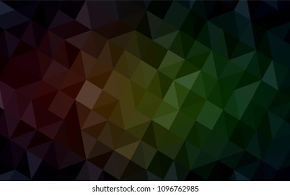 Dark Green, Red vector shining triangular cover. Elegant bright polygonal illustration with gradient. Completely new template for your banner.
