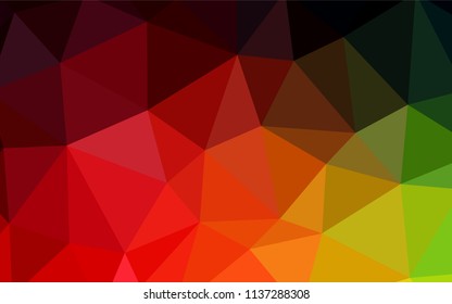 Dark Green, Red vector shining triangular backdrop. Glitter abstract illustration with an elegant triangles. Triangular pattern for your design.