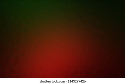 Dark Green, Red vector shining hexagonal pattern. Creative geometric illustration in Origami style with gradient. The best triangular design for your business.