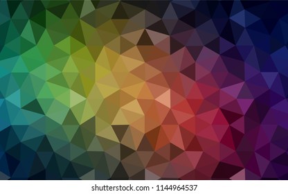 Dark Green, Red vector shining triangular backdrop. Creative illustration in halftone style with triangles. Best triangular design for your business.