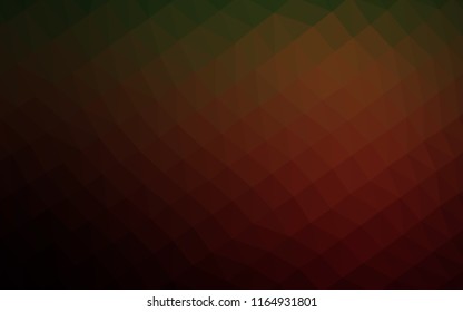 Dark Green, Red vector shining hexagonal background. Creative geometric illustration in Origami style with gradient. A new texture for your design.