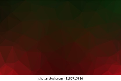 Dark Green, Red vector shining hexagonal pattern. Triangular geometric sample with gradient.  A completely new design for your business.