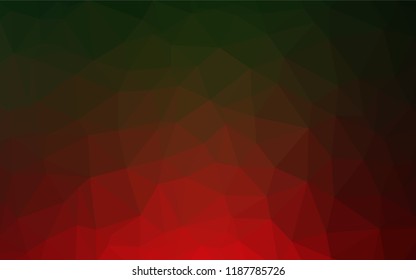 Dark Green, Red vector shining hexagonal template. Creative geometric illustration in Origami style with gradient. The template can be used as a background for cell phones.