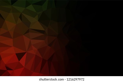 Dark Green, Red vector shining hexagonal background. A vague abstract illustration with gradient. Triangular pattern for your business design.
