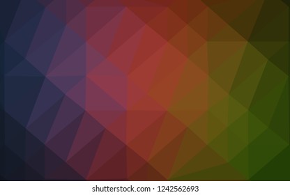 Dark Green, Red vector shining triangular background. A vague abstract illustration with gradient. Completely new design for your business.