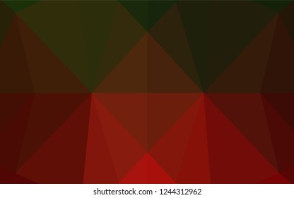 Dark Green, Red vector shining hexagonal background. Creative geometric illustration in Origami style with gradient. A completely new template for your business design.