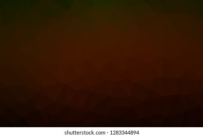 Dark Green, Red vector shining triangular background. Triangular geometric sample with gradient.  Brand new design for your business.