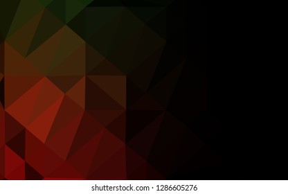 Dark Green, Red vector shining triangular pattern. Colorful abstract illustration with gradient. Completely new design for your business.