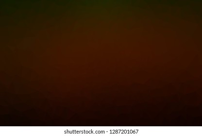 Dark Green, Red vector shining triangular background. A vague abstract illustration with gradient. Brand new style for your business design.