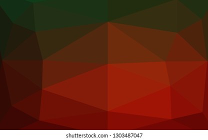 Dark Green, Red vector shining triangular background. A sample with polygonal shapes. Completely new design for your business.