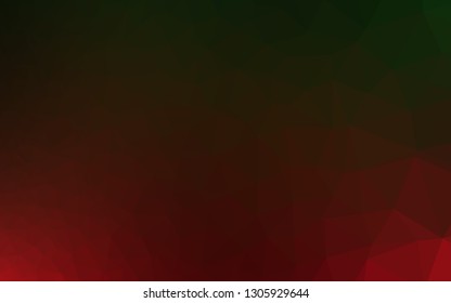 Dark Green, Red vector shining triangular template. Shining illustration, which consist of triangles. New texture for your design.