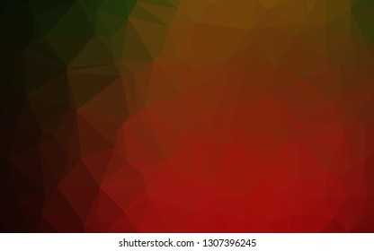 Dark Green, Red vector shining triangular template. Colorful illustration in Origami style with gradient.  Completely new design for your business.