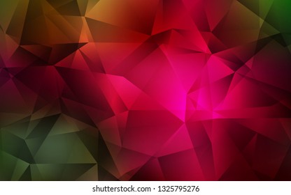 Dark Green, Red vector shining triangular layout. Polygonal abstract illustration with gradient. Brand new style for your business design.