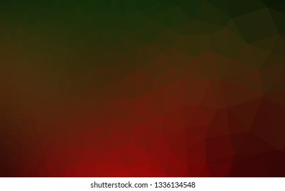 Dark Green, Red vector shining triangular background. Colorful illustration in Origami style with gradient.  Template for a cell phone background.