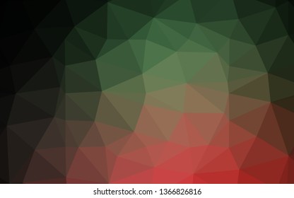 Dark Green, Red vector shining triangular pattern. Shining illustration, which consist of triangles. Polygonal design for your web site.