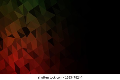 Dark Green, Red vector shining triangular pattern. A vague abstract illustration with gradient. Polygonal design for your web site.