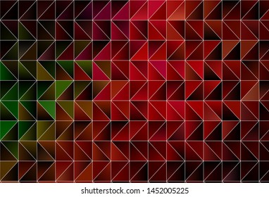 Dark Green, Red vector shining triangular background. Creative geometric illustration in Origami style with gradient. Template for cell phone's backgrounds.