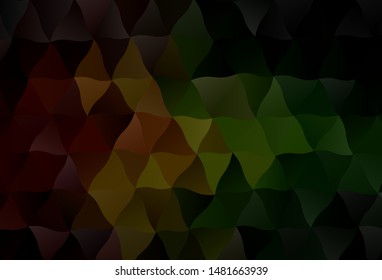 Dark Green, Red vector shining triangular layout. Creative illustration in halftone style with triangles. Textured pattern for your backgrounds.
