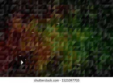 Dark Green, Red vector shining triangular backdrop. Shining polygonal illustration, which consist of triangles. A completely new design for your leaflet.