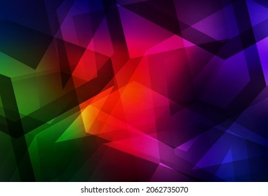 Dark Green, Red vector shining triangular background. Shining colorful illustration with triangles. A completely new design for your leaflet.