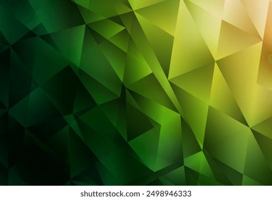 Dunkelgrün, roter Vektor glänzt dreieckige Kulisse. Leuchtende polygonale Darstellung, die aus Dreiecken besteht. Dreieckiges Muster für Ihr Design.