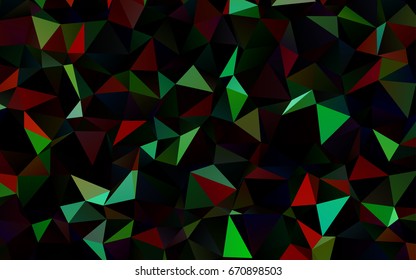 Dark Green, Red vector shining triangular pattern. Colorful abstract illustration with gradient. A new texture for your design.