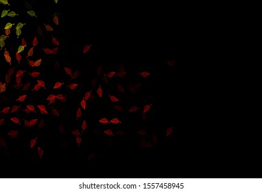 Dark Green, Red vector sketch texture. Glitter abstract illustration with leaves. New template for your brand book.