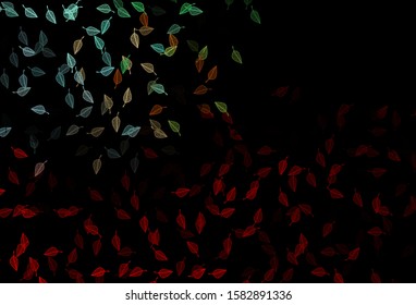 Dark Green, Red vector sketch texture. An elegant bright illustration with leaves in Natural style. Brand new style for your business design.