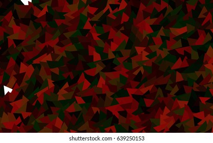 Dark Green, Red vector of small triangles on white background. Illustration of abstract texture of triangles. Pattern design for banner, poster, cover.