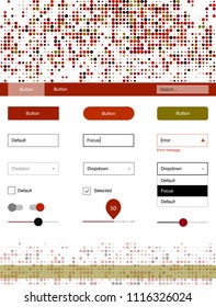 Dark Green, Red vector style guide with circles. Web ui kit with abstract gradient circles in its header. This template you can use for landing pages.
