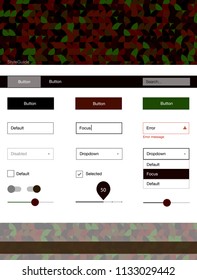 Dark Green, Red vector style guide with circles. Colorful ui/ux kit with header consisted of spheres. This template you can use for websites.
