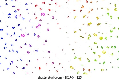 Dark Green, Red vector template with Euro, Dollar, Yen. Shining colored illustration with EUR, USD, JPY signs. The pattern can be used for financial, investment websites.