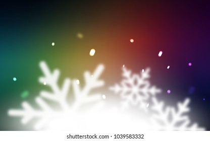 Dark Green, Red vector template with ice snowflakes. Blurred decorative design in xmas style with snow. The template can be used as a new year background.