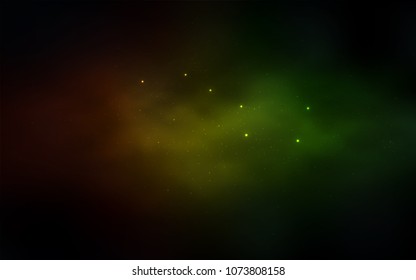 Dark Green, Red vector template with space stars. Shining illustration with sky stars on abstract template. Pattern for astronomy websites.