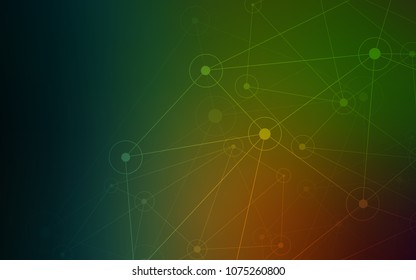 Dark Green, Red vector template with circles, triangles. Design with connection of dots and lines on colorful background. Completely new template for your brand book.