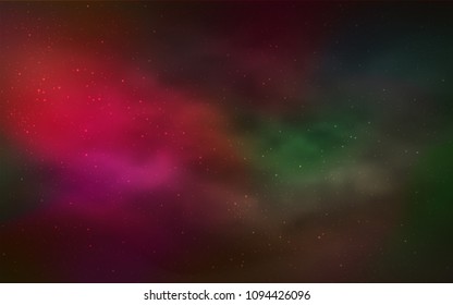 Dark Green, Red vector template with space stars. Modern abstract illustration with Big Dipper stars. Smart design for your business advert.