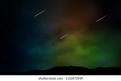Dark Green, Red vector template with space stars. Shining illustration with sky stars on abstract template. Pattern for astrology websites.